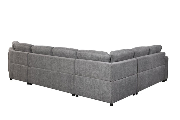 English Elm 149" Chenille U-shaped Sectional Sofa with Dual Sleeper Pull-out Beds Tufted Living Room Grey - B W1417S00007