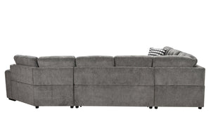 English Elm 149" Chenille U-shaped Sectional Sofa with Dual Sleeper Pull-out Beds Tufted Living Room Ebony - B W1417S00032