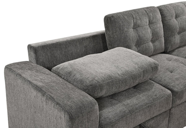 English Elm 149" Chenille U-shaped Sectional Sofa with Dual Sleeper Pull-out Beds Tufted Living Room Ebony - B W1417S00032