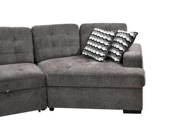 English Elm 149" Chenille U-shaped Sectional Sofa with Dual Sleeper Pull-out Beds Tufted Living Room Ebony - B W1417S00032