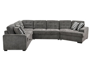 English Elm 149" Chenille U-shaped Sectional Sofa with Dual Sleeper Pull-out Beds Tufted Living Room Ebony - B W1417S00032