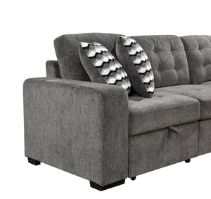 English Elm 149" Chenille U-shaped Sectional Sofa with Dual Sleeper Pull-out Beds Tufted Living Room Ebony - B W1417S00032