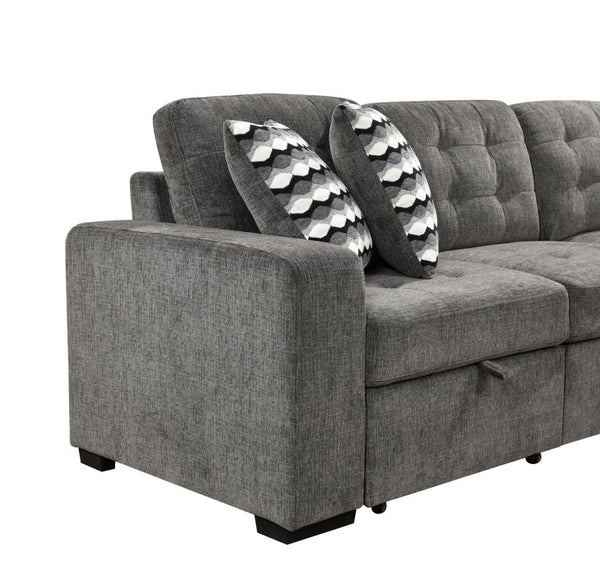 English Elm 149" Chenille U-shaped Sectional Sofa with Dual Sleeper Pull-out Beds Tufted Living Room Ebony - B W1417S00032