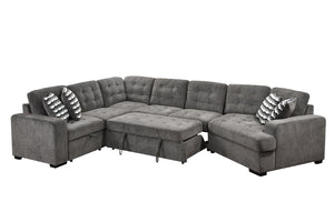 English Elm 149" Chenille U-shaped Sectional Sofa with Dual Sleeper Pull-out Beds Tufted Living Room Ebony - B W1417S00032