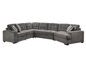 English Elm 149" Chenille U-shaped Sectional Sofa with Dual Sleeper Pull-out Beds Tufted Living Room Ebony - B W1417S00032