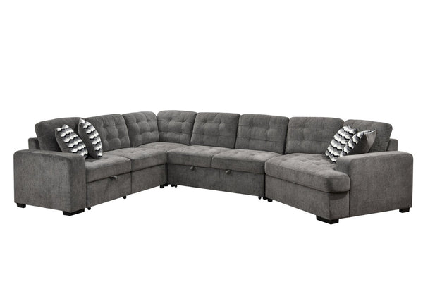 English Elm 149" Chenille U-shaped Sectional Sofa with Dual Sleeper Pull-out Beds Tufted Living Room Ebony - B W1417S00032