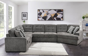 English Elm 149" Chenille U-shaped Sectional Sofa with Dual Sleeper Pull-out Beds Tufted Living Room Ebony - B W1417S00032