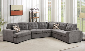 English Elm 149" Chenille U-shaped Sectional Sofa with Dual Sleeper Pull-out Beds Tufted Living Room Ebony - A W1417S00122