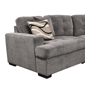 English Elm 149" Chenille U-shaped Sectional Sofa with Dual Sleeper Pull-out Beds Tufted Living Room Ebony - A W1417S00122