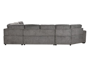 English Elm 149" Chenille U-shaped Sectional Sofa with Dual Sleeper Pull-out Beds Tufted Living Room Ebony - A W1417S00122