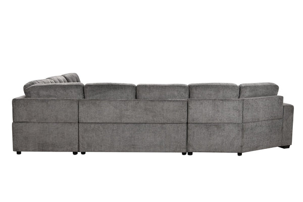 English Elm 149" Chenille U-shaped Sectional Sofa with Dual Sleeper Pull-out Beds Tufted Living Room Ebony - A W1417S00122