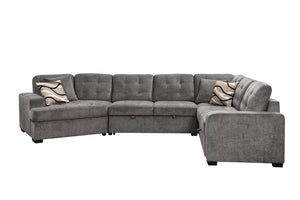 English Elm 149" Chenille U-shaped Sectional Sofa with Dual Sleeper Pull-out Beds Tufted Living Room Ebony - A W1417S00122