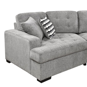 English Elm 149" Chenille U-shaped Sectional Sofa with Dual Sleeper Pull-out Beds Tufted Living Room Grey - A W1417S00123