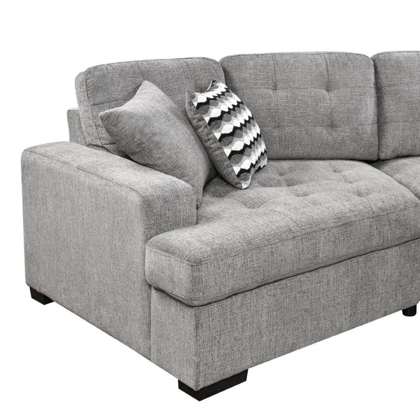 English Elm 149" Chenille U-shaped Sectional Sofa with Dual Sleeper Pull-out Beds Tufted Living Room Grey - A W1417S00123