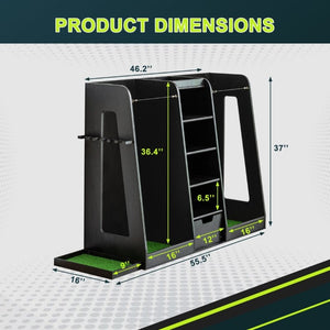 English Elm 55.5''X16''x37''(lxwxh Solid Wood Golf Bag Rack Organizer with Club Holders and Drawers Black W1422P233425