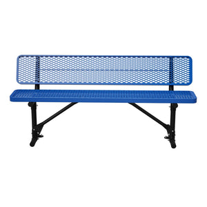 English Elm 72" Galvanized Steel Outdoor Picnic Table with Diamond Mesh Top and Rustproof Frame Blue W1422P450903