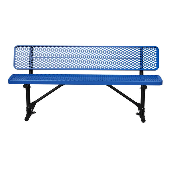 English Elm 72" Galvanized Steel Outdoor Picnic Table with Diamond Mesh Top and Rustproof Frame Blue W1422P450903