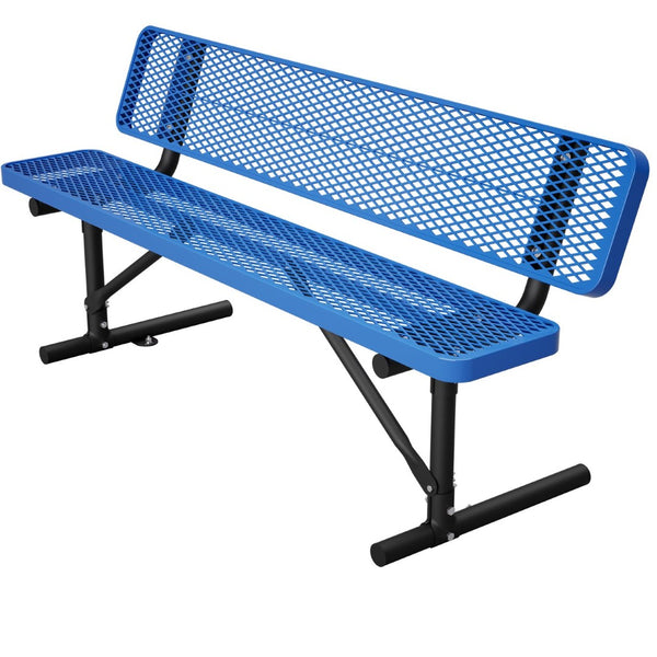 English Elm 72" Galvanized Steel Outdoor Picnic Table with Diamond Mesh Top and Rustproof Frame Blue W1422P450903