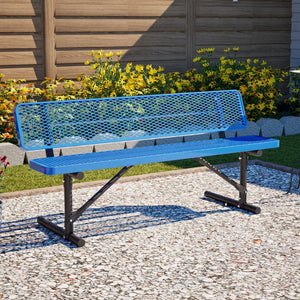 English Elm 72" Galvanized Steel Outdoor Picnic Table with Diamond Mesh Top and Rustproof Frame Blue W1422P450903