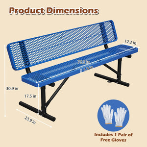 English Elm 72" Galvanized Steel Outdoor Picnic Table with Diamond Mesh Top and Rustproof Frame Blue W1422P450903