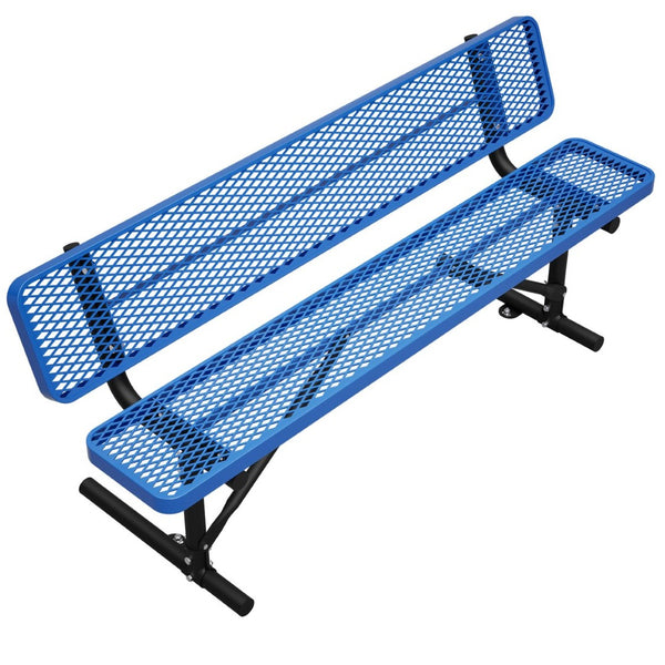 English Elm 72" Galvanized Steel Outdoor Picnic Table with Diamond Mesh Top and Rustproof Frame Blue W1422P450903