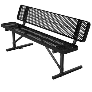 English Elm 72" Galvanized Steel Outdoor Picnic Table with Diamond Mesh Top and Rustproof Frame Black W1422P450904