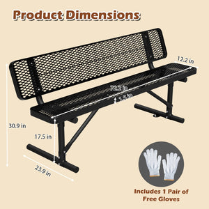 English Elm 72" Galvanized Steel Outdoor Picnic Table with Diamond Mesh Top and Rustproof Frame Black W1422P450904