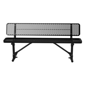 English Elm 72" Galvanized Steel Outdoor Picnic Table with Diamond Mesh Top and Rustproof Frame Black W1422P450904