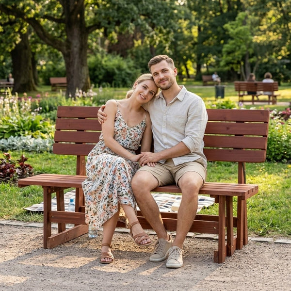 English Elm 2-in-1 Convertible Solid Wood Picnic Table Bench Outdoor Patio Set Umbrella Ready W1422P455836