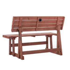 English Elm 2-in-1 Convertible Solid Wood Picnic Table Bench Outdoor Patio Set Umbrella Ready W1422P455836