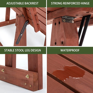 English Elm 2-in-1 Convertible Solid Wood Picnic Table Bench Outdoor Patio Set Umbrella Ready W1422P455836