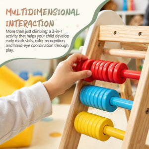 English Elm 9-in-1 Foldable Wooden Kids Playset with Slide Swing Monkey Bars and Climbing Rock W1422P474540