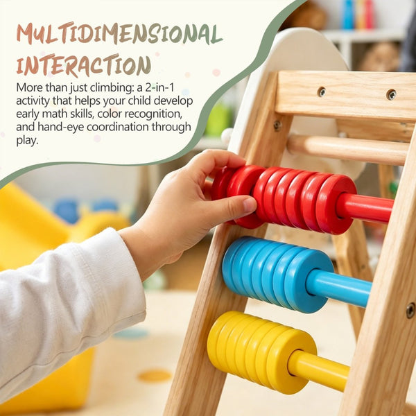 English Elm 9-in-1 Foldable Wooden Kids Playset with Slide Swing Monkey Bars and Climbing Rock W1422P474540