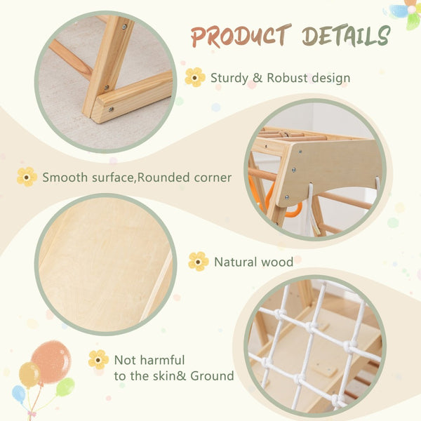 English Elm 9-in-1 Solid Wood Toddler Climbing Structure with Slide for Active Indoor Play W1422P474541