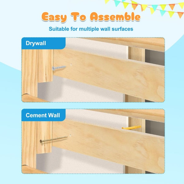 English Elm All-In-One Solid Wood Wall Mounted Indoor Climbing Gym with Rings Swings and Rope Ladder W1422S00084