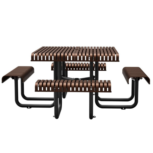English Elm 80.7 Inch Heavy Duty Steel Picnic Table Seats Eight with Umbrella Hole for Backyard W1422S00089