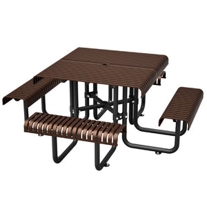 English Elm 80.7 Inch Heavy Duty Steel Picnic Table Seats Eight with Umbrella Hole for Backyard W1422S00089