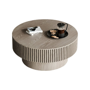 English Elm 31.5 Inch Round Lift Top Coffee Table Wood Veneer Hidden Storage Modern Grey W1435P322016