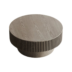 English Elm 31.5 Inch Round Lift Top Coffee Table Wood Veneer Hidden Storage Modern Grey W1435P322016