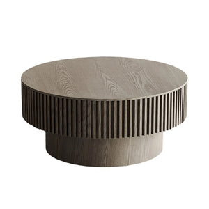 English Elm 31.5 Inch Round Lift Top Coffee Table Wood Veneer Hidden Storage Modern Grey W1435P322016