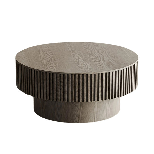English Elm 31.5 Inch Round Lift Top Coffee Table Wood Veneer Hidden Storage Modern Grey W1435P322016
