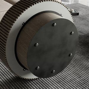English Elm 31.5 Inch Round Lift Top Coffee Table Wood Veneer Hidden Storage Modern Grey W1435P322016