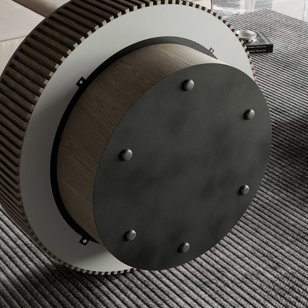 English Elm 31.5 Inch Round Lift Top Coffee Table Wood Veneer Hidden Storage Modern Grey W1435P322016