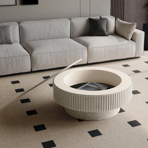 English Elm 31.5 Inch Round Lift Top Coffee Table Fluted Wood Veneer Storage Living Room Accent W1435P457779