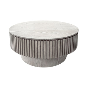 English Elm 31.5 Inch Round Lift Top Coffee Table Fluted Wood Veneer Storage Living Room Accent W1435P457779