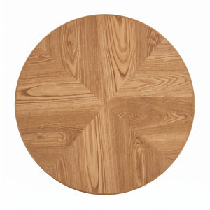 English Elm 33.5'' Round Parquet Top Coffee Table Fluted Drum Base Mid-century Oak Living Room Natural Wood W1435P507458