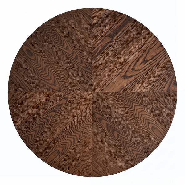 English Elm 33.5'' Round Parquet Walnut Coffee Table with Fluted Drum Base for Living Room W1435P507462