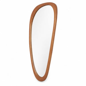 English Elm 63X26.4 Asymmetric Teardrop Wall Mirror Solid Walnut Frame Organic Silhouette Decor W1435P547553