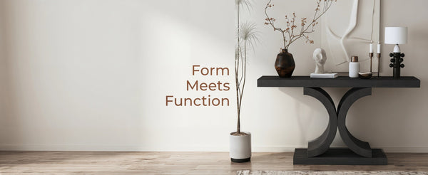 English Elm 60" Black Oak Veneer Console Table Sculptural Curved Base Slim Entryway Modern W1435S00036