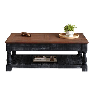 English Elm Retro Solid Wood Lift Top Coffee Table with Hidden Storage and Open Lower Shelf W1445P362857